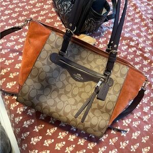Coach Signature Brown and Orange Tote